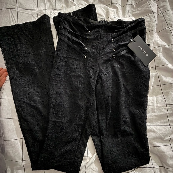 Outcast Pants - Outcast Black Lace Corset Pants